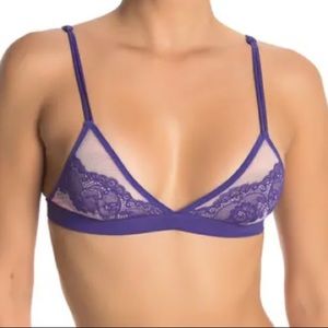 REAL UNDERWEAR Lace Trim Mesh Triangle Bralette